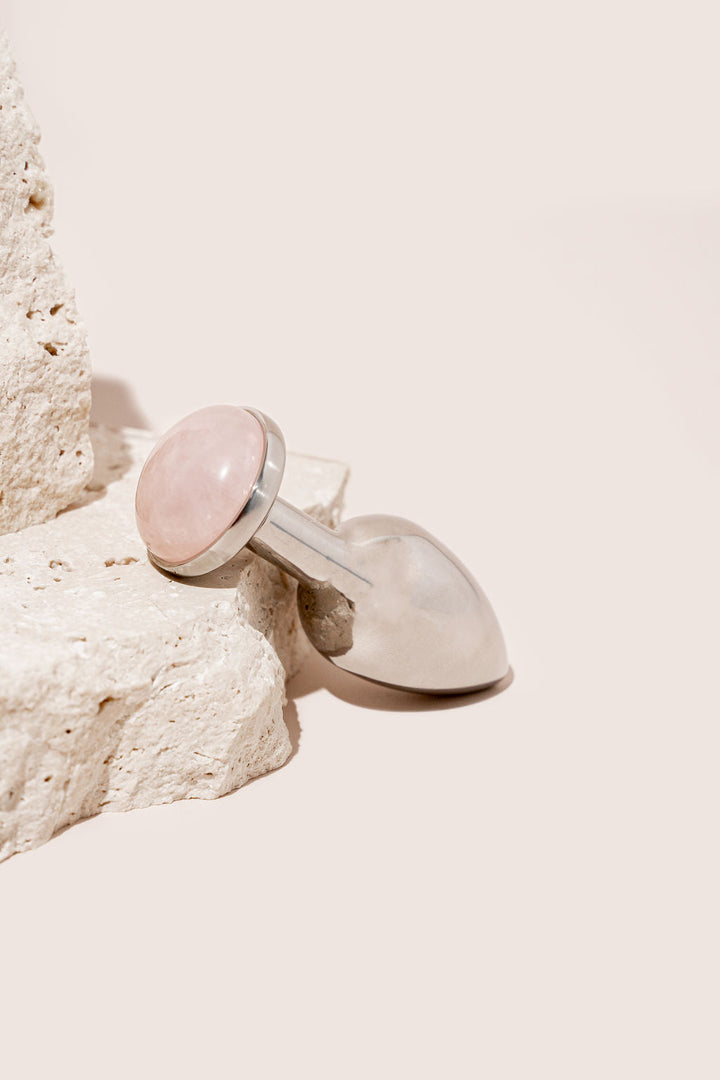 The Lana: Rose Quartz Stainless Steel Butt Plug rosie rees The Lana: Rose Quartz Stainless Steel Butt Plug rosie rees