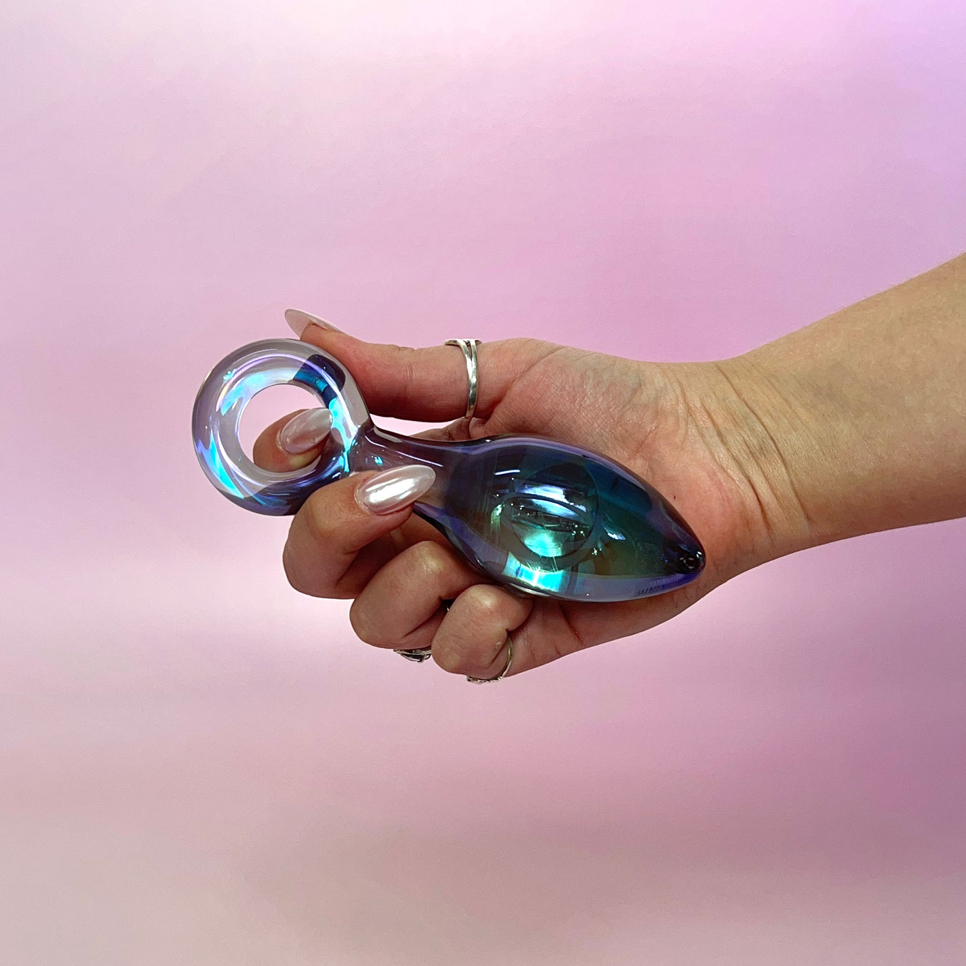 The Blizzard - Glass Iridescent Butt Plug