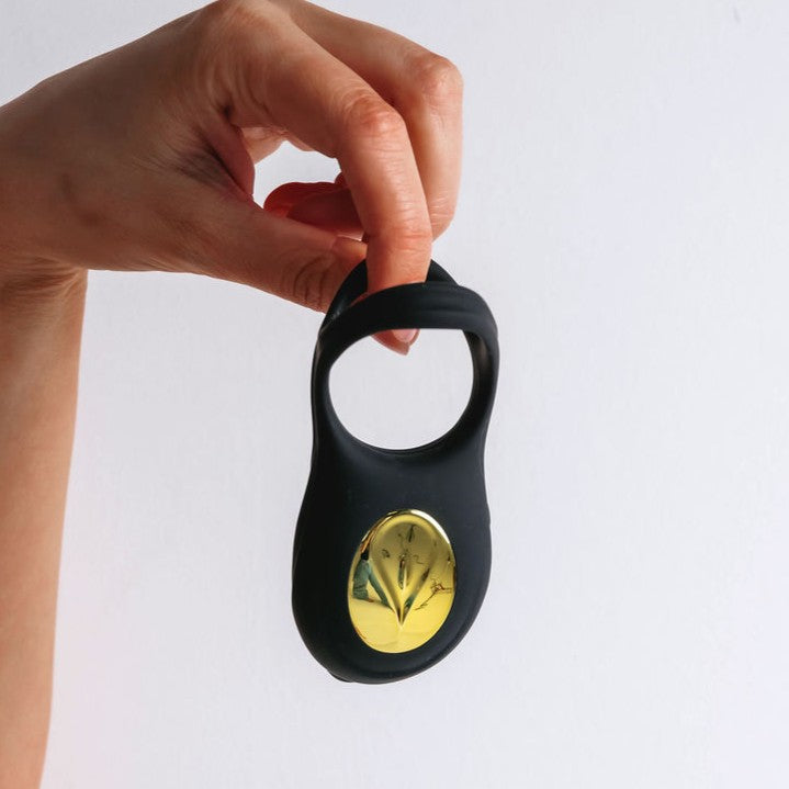 The Onyx Vibrating Cock & Balls Ring with Clit Suction