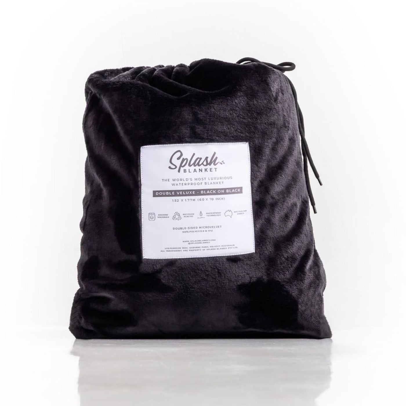 Waterproof Splash Blanket™️ - Black on Black Double Veluxe