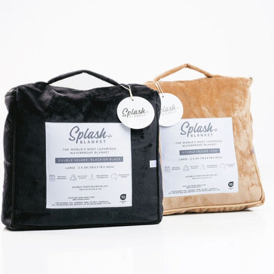 Waterproof Splash Blanket™️ - Black on Black Double Veluxe